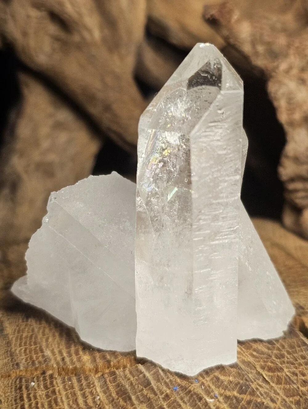 Rare Brazilian Rainbowy Clear Quartz Crystal Cluster - Translucent White Crystal